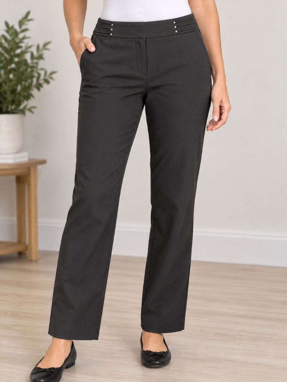 JM Collection Women's Brown Dress Pants, Large Petite (short)
